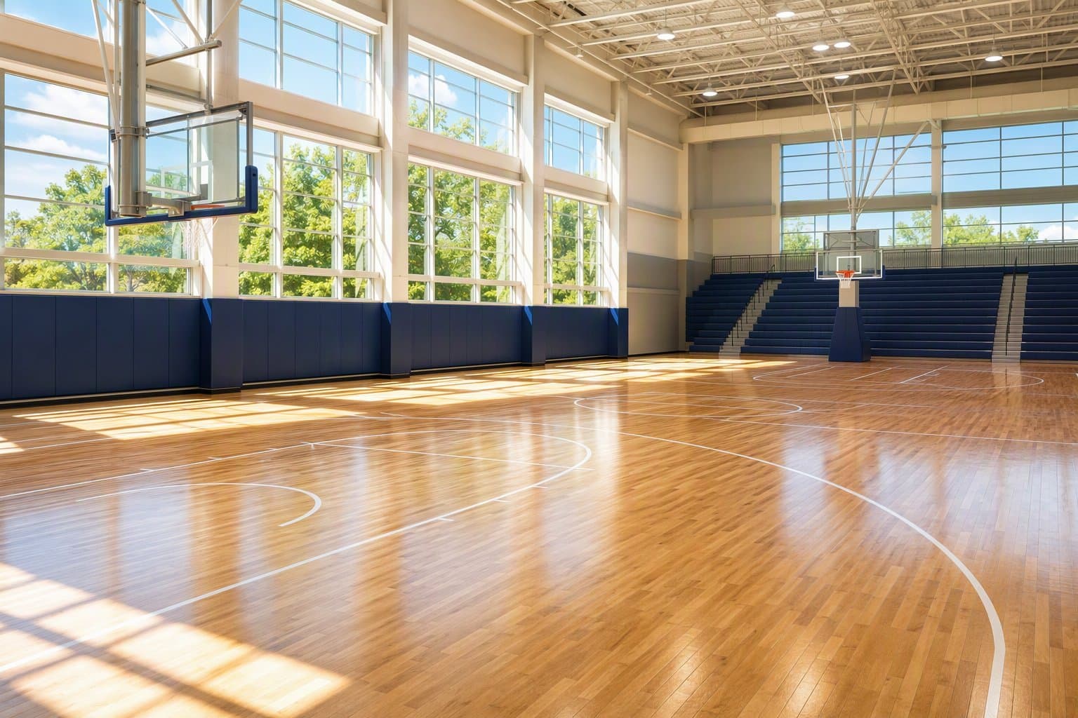sunlit basketball court - illustration, Jake Team LLC