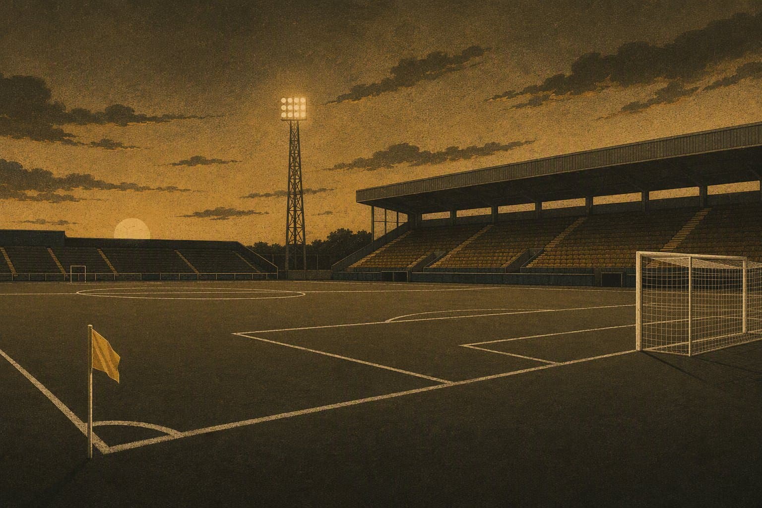 soccer stadium dusk - illustration, Jake Team LLC
