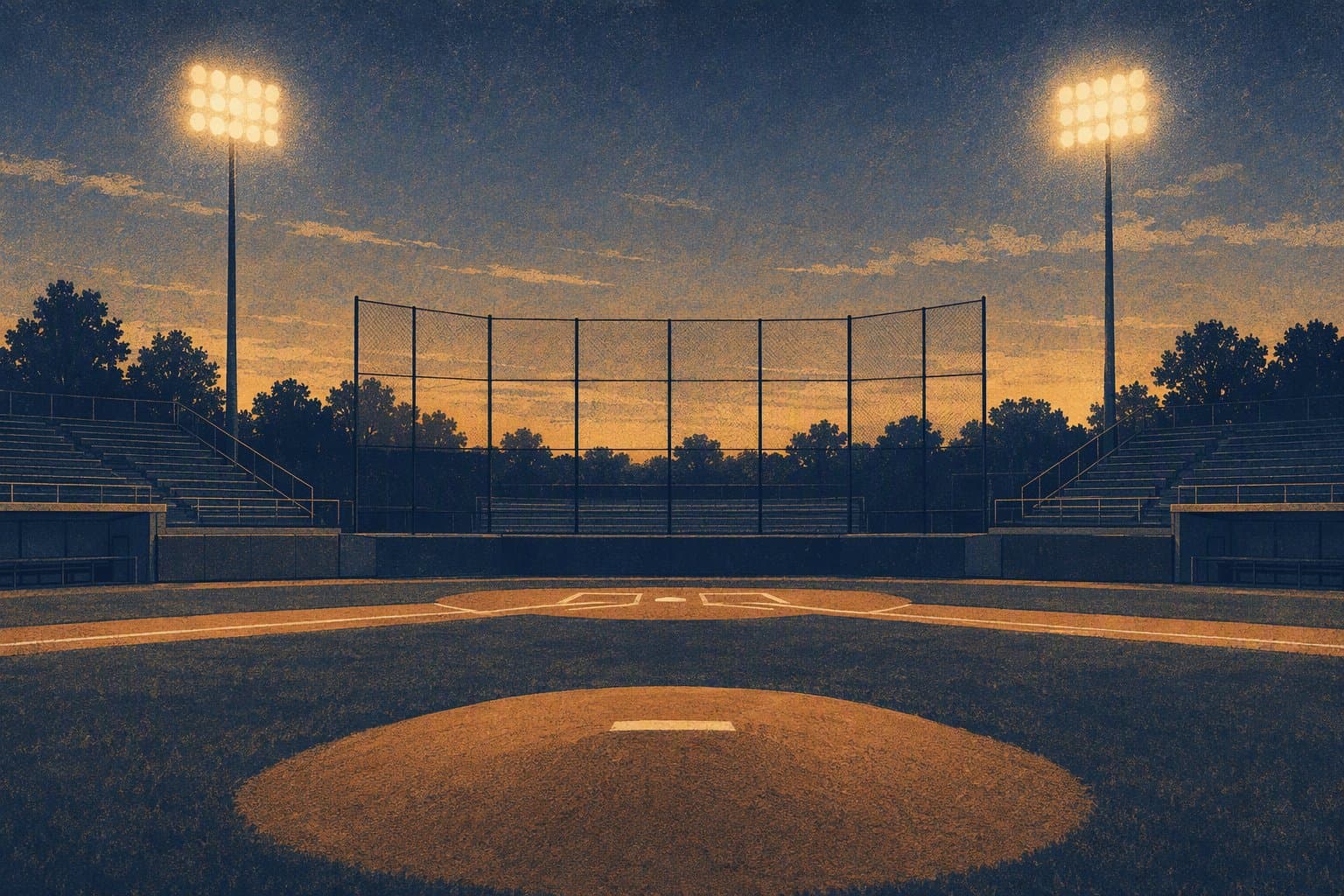 baseball stadium night - illustration, Jake Team LLC