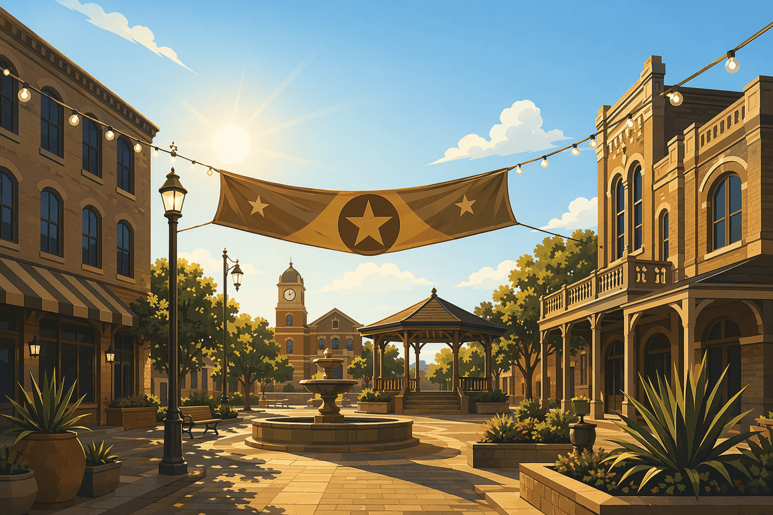 Texas Town Square - illustration, Jake Team LLC