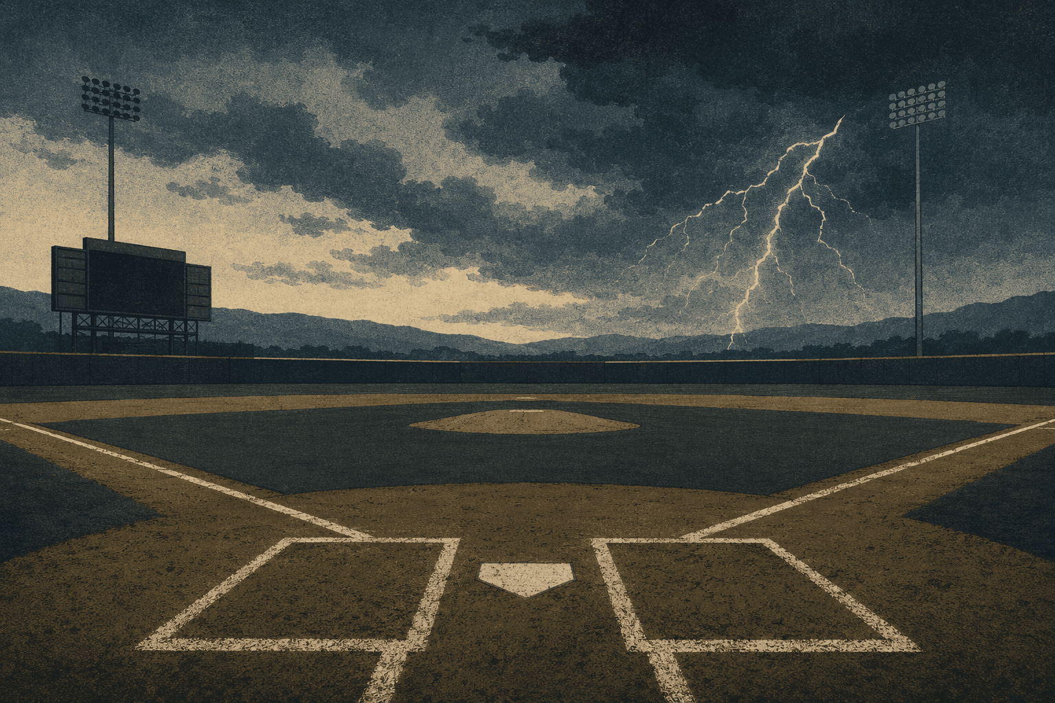 baseball power outage - illustration, Jake Team LLC