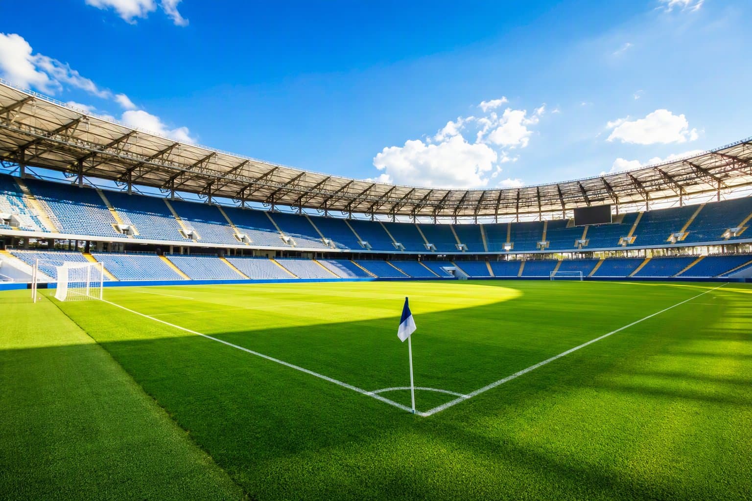 Sunlit empty stadium - illustration, Jake Team LLC