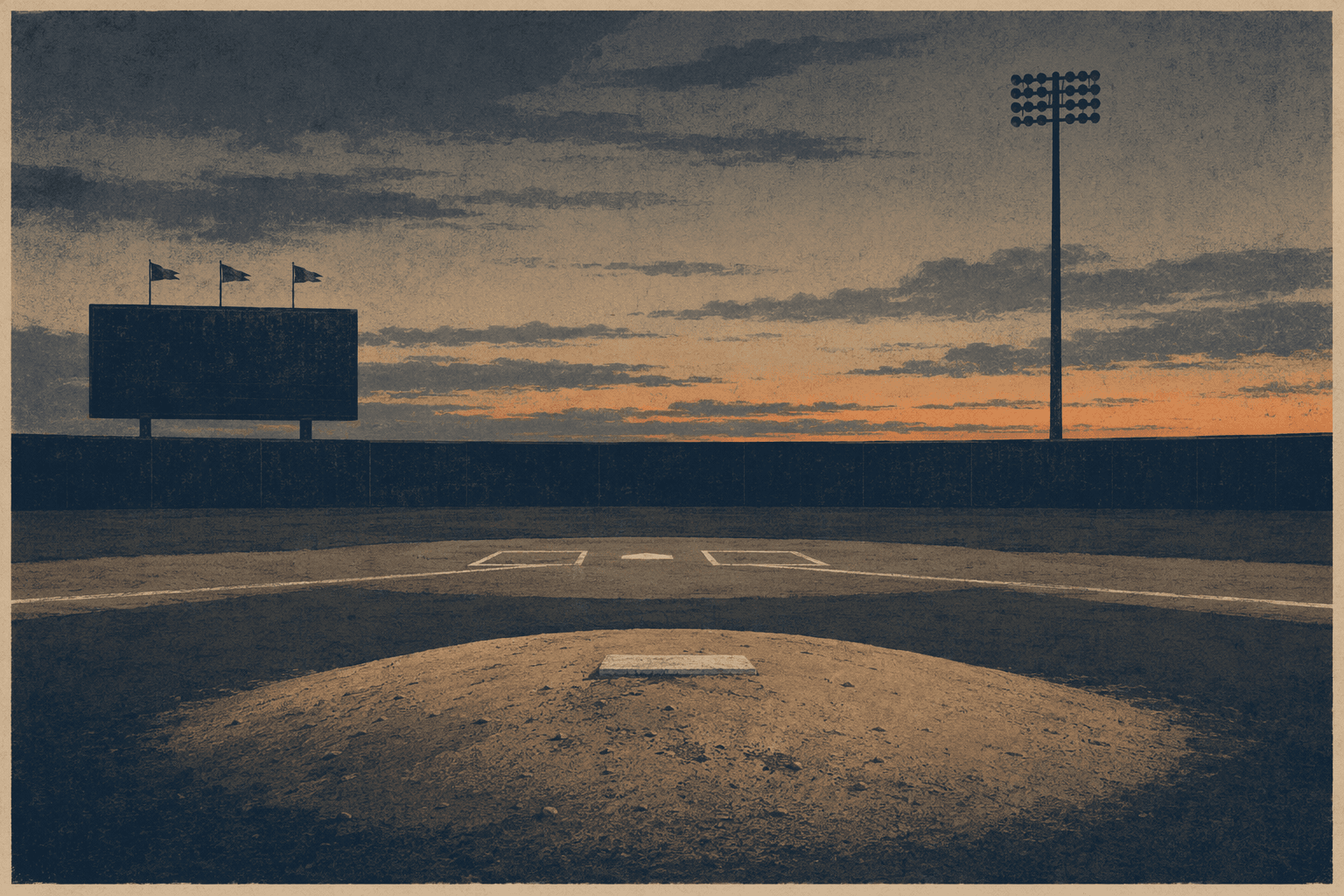 baseball stadium dusk - illustration, Jake Team LLC