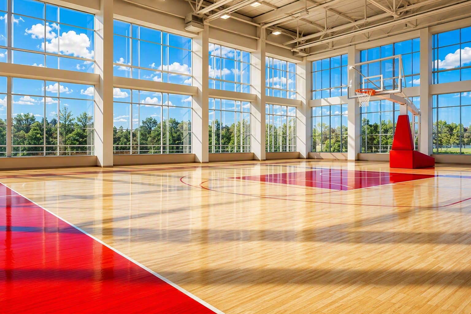 Sunlit basketball court - illustration, Jake Team LLC