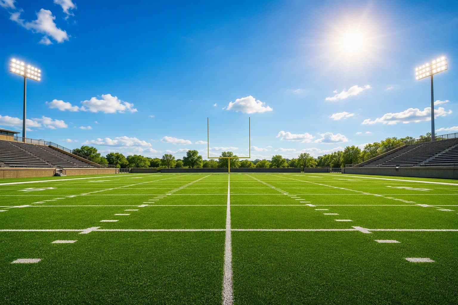 Sunlit football field - illustration, Jake Team LLC