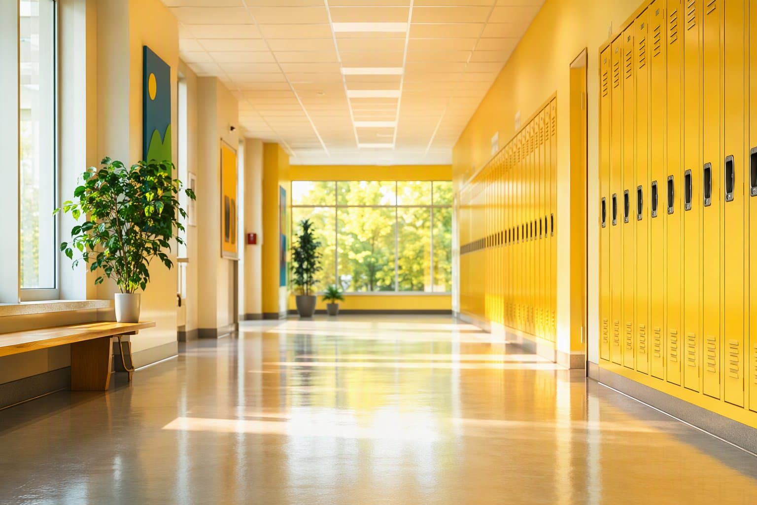 empty school hallway - illustration, Jake Team LLC