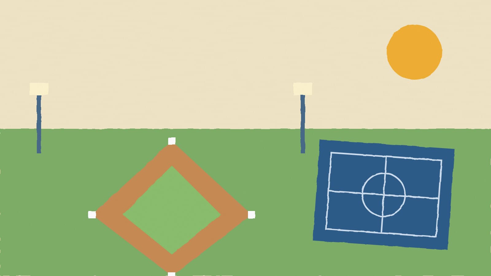Ball fields and park blueprint - illustration, Jake Team LLC