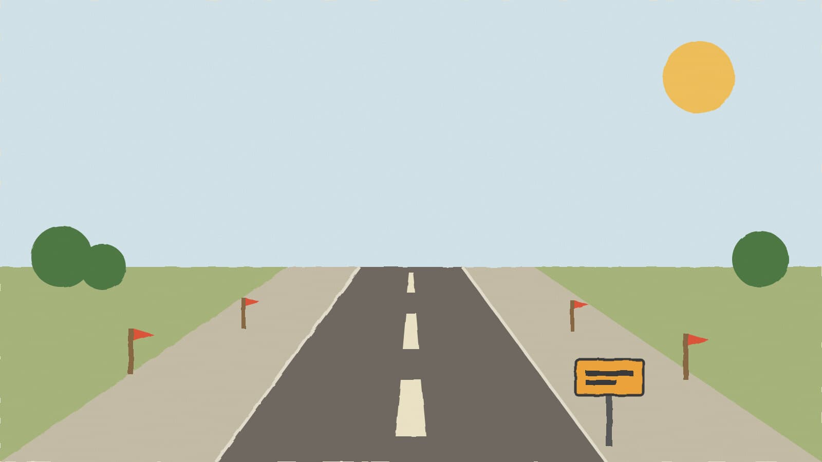 Two-lane highway with survey stakes - illustration, Jake Team LLC