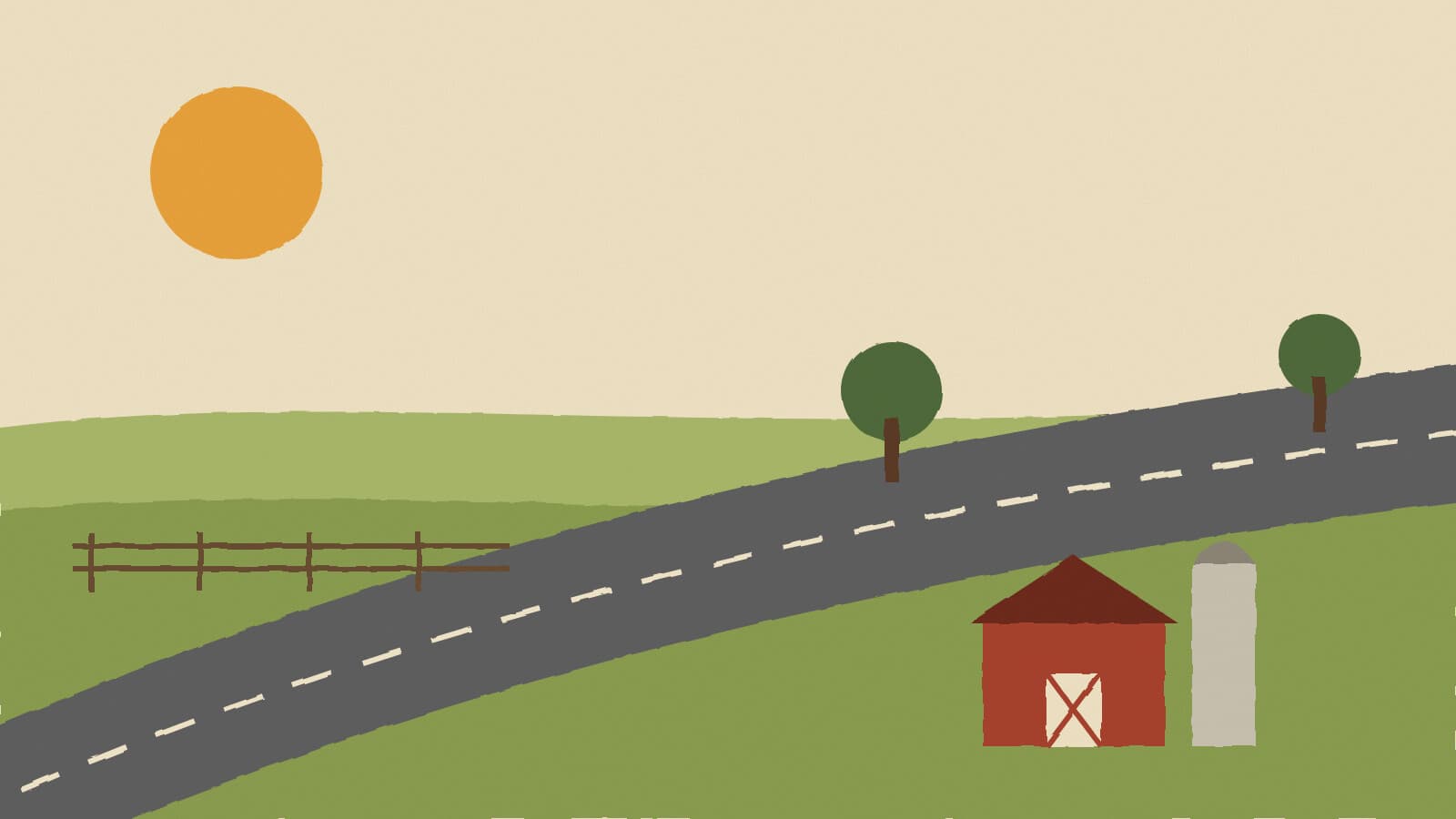 Highway through ranch country - illustration, Jake Team LLC