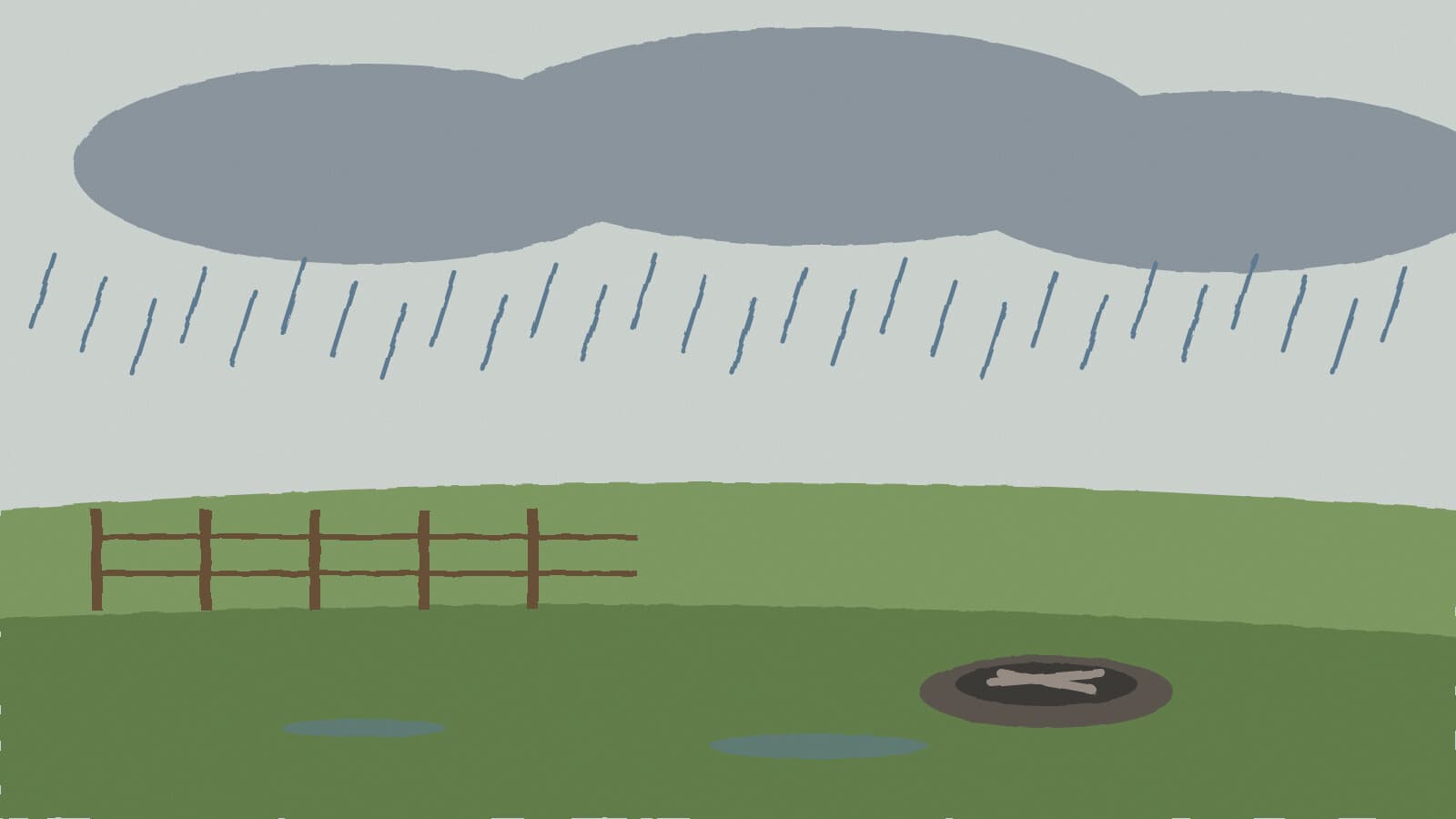 Rain over open pasture - illustration, Jake Team LLC