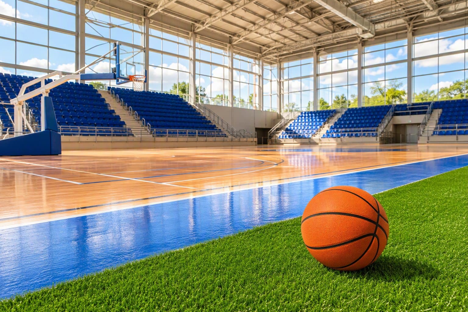 Sunlit Basketball Court - illustration, Jake Team LLC
