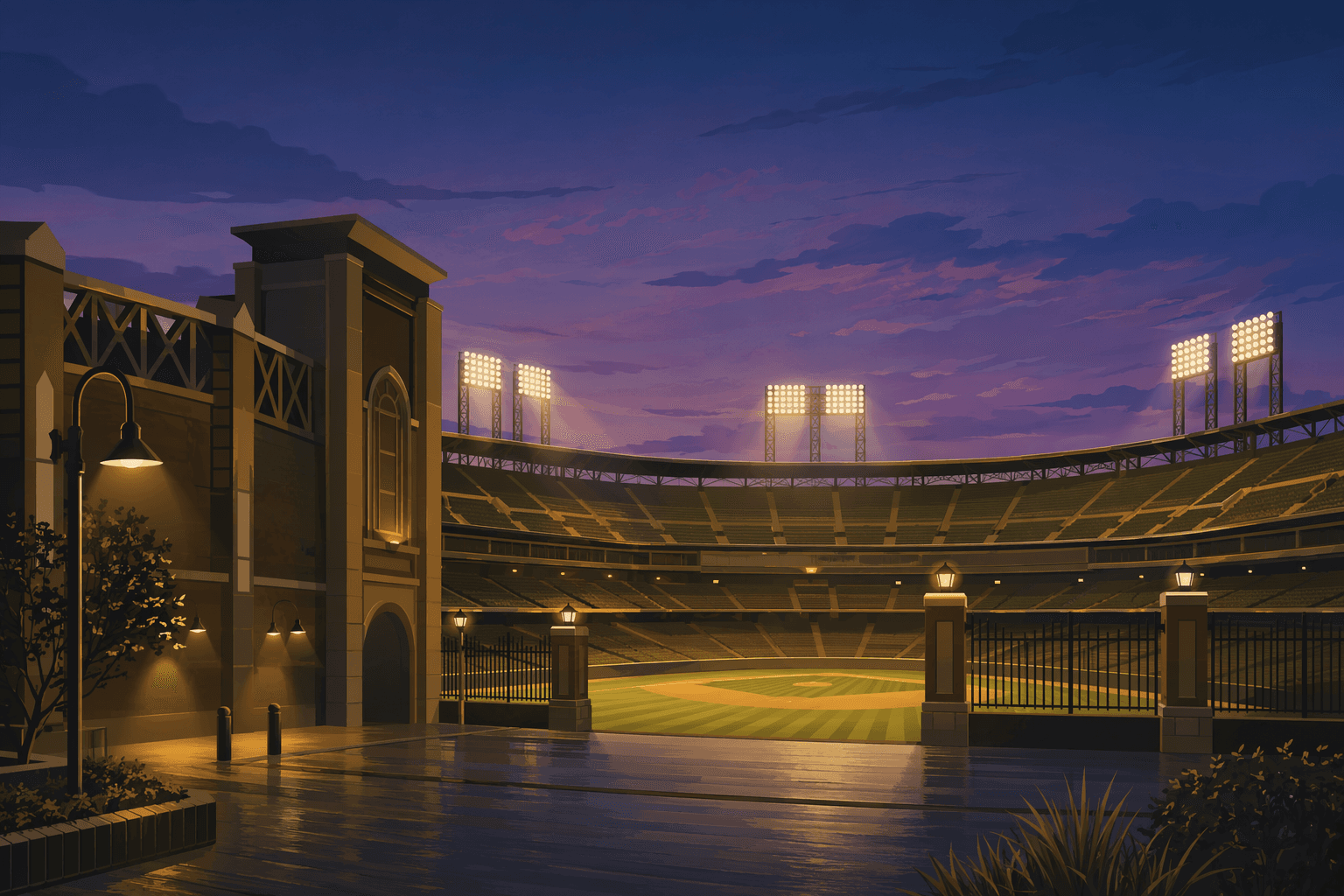 Baseball Stadium Evening - illustration, Jake Team LLC
