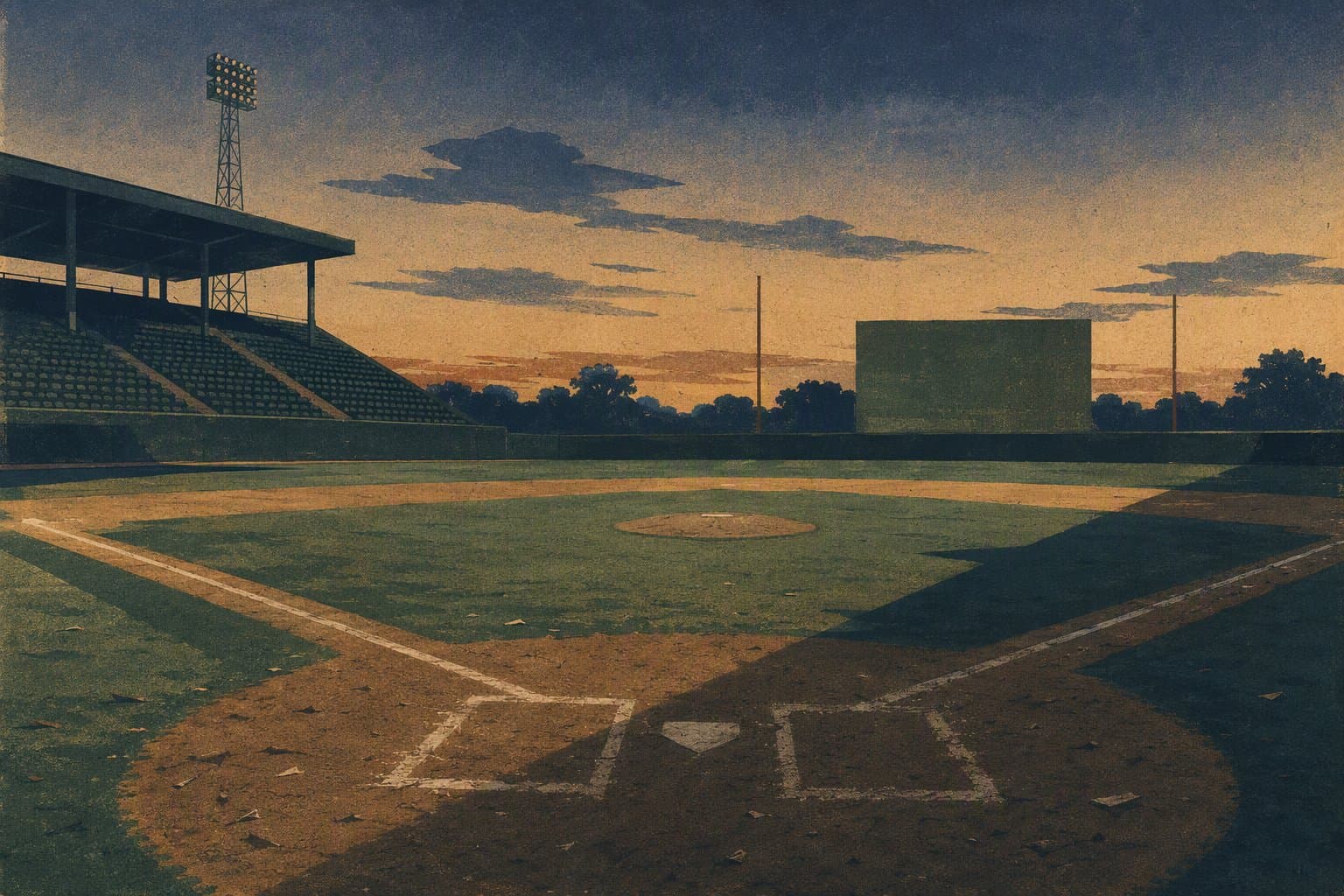 baseball stadium dusk - illustration, Jake Team LLC