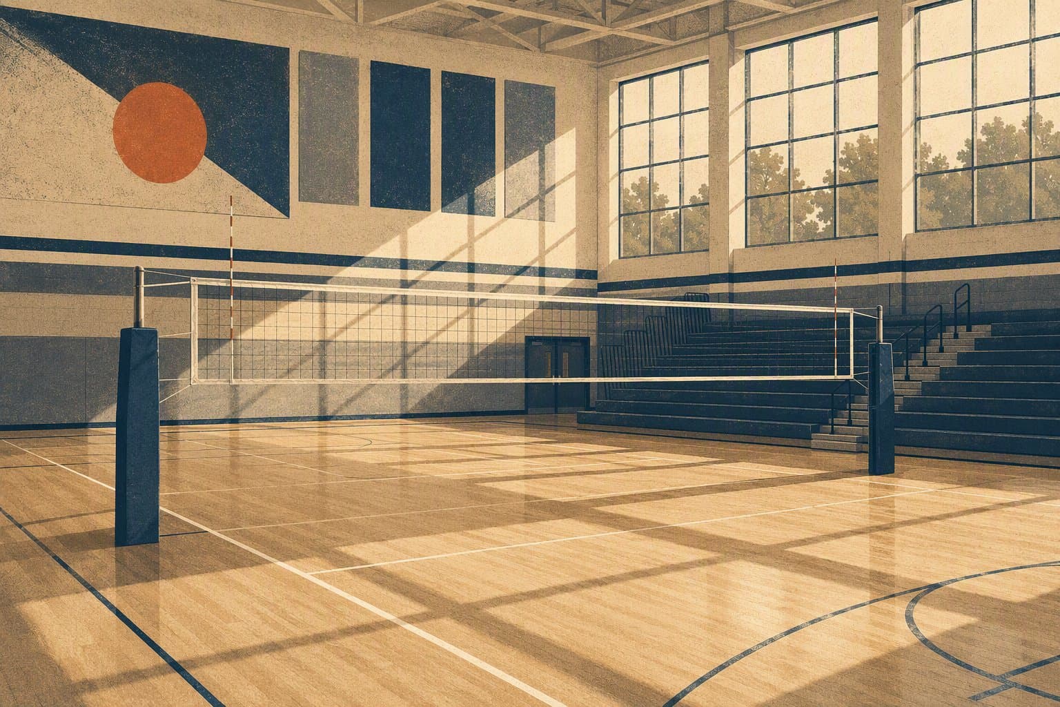 high school volleyball court - illustration, Jake Team LLC